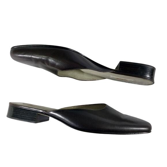 TALBOTS; BLACK GENUINE LEATHER SLIP-ON BRAZILIAN MADE FLATS, MULES! SZ 8B - Picture 8 of 11